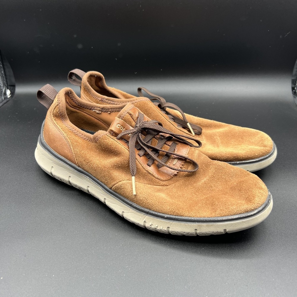 Cole Haan‎ Zerogrand Shoes Mens 9.5 Brown Suede Lace Up Casual Comfort Sneakers